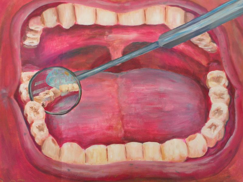 Ich beim Zahnarzt, 2006, Acryl-Karton, 80x60.jpg